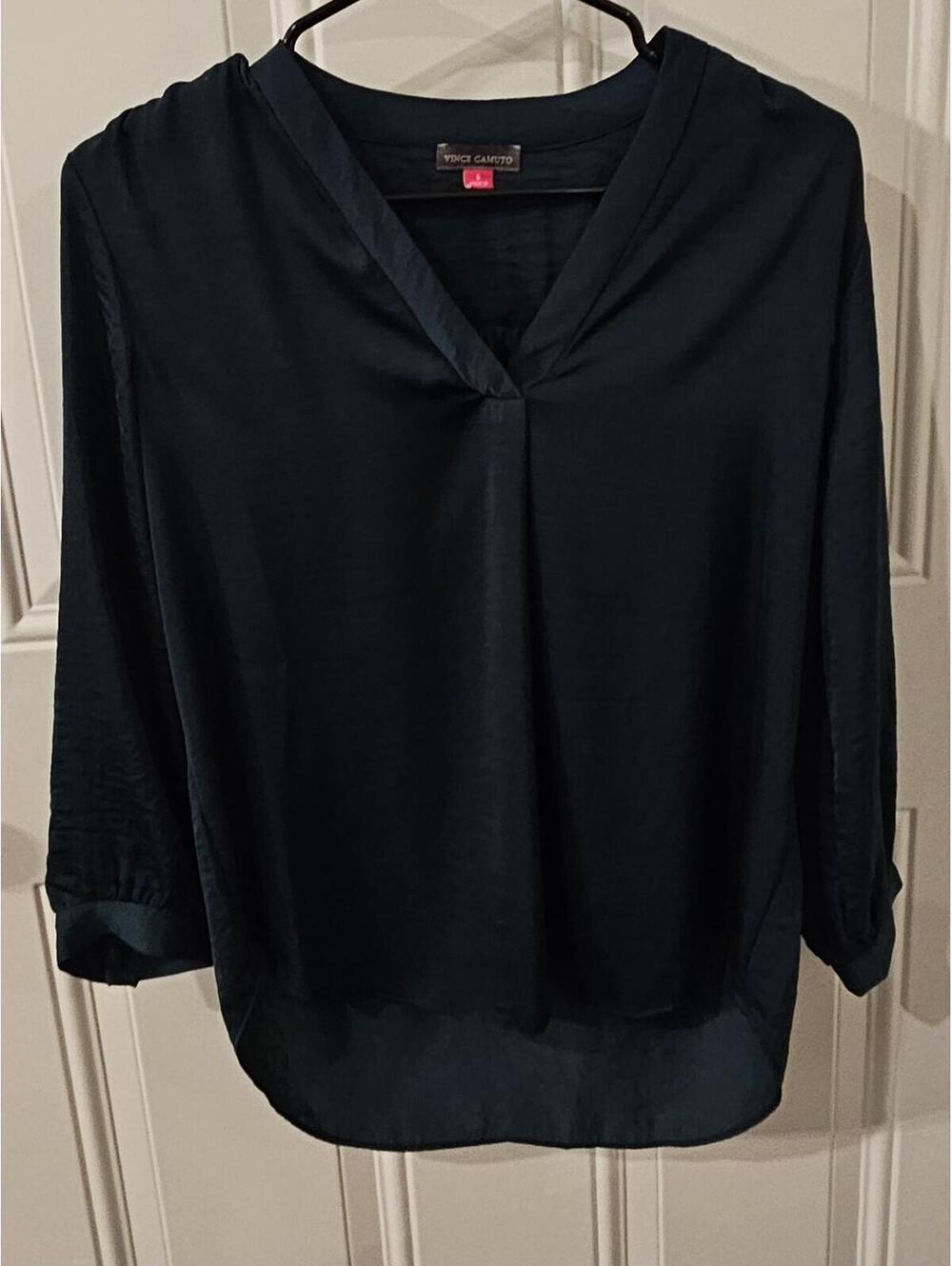 Vince Camuto Black V-Neck Long Sleeve Blouse - Picture 6 of 6